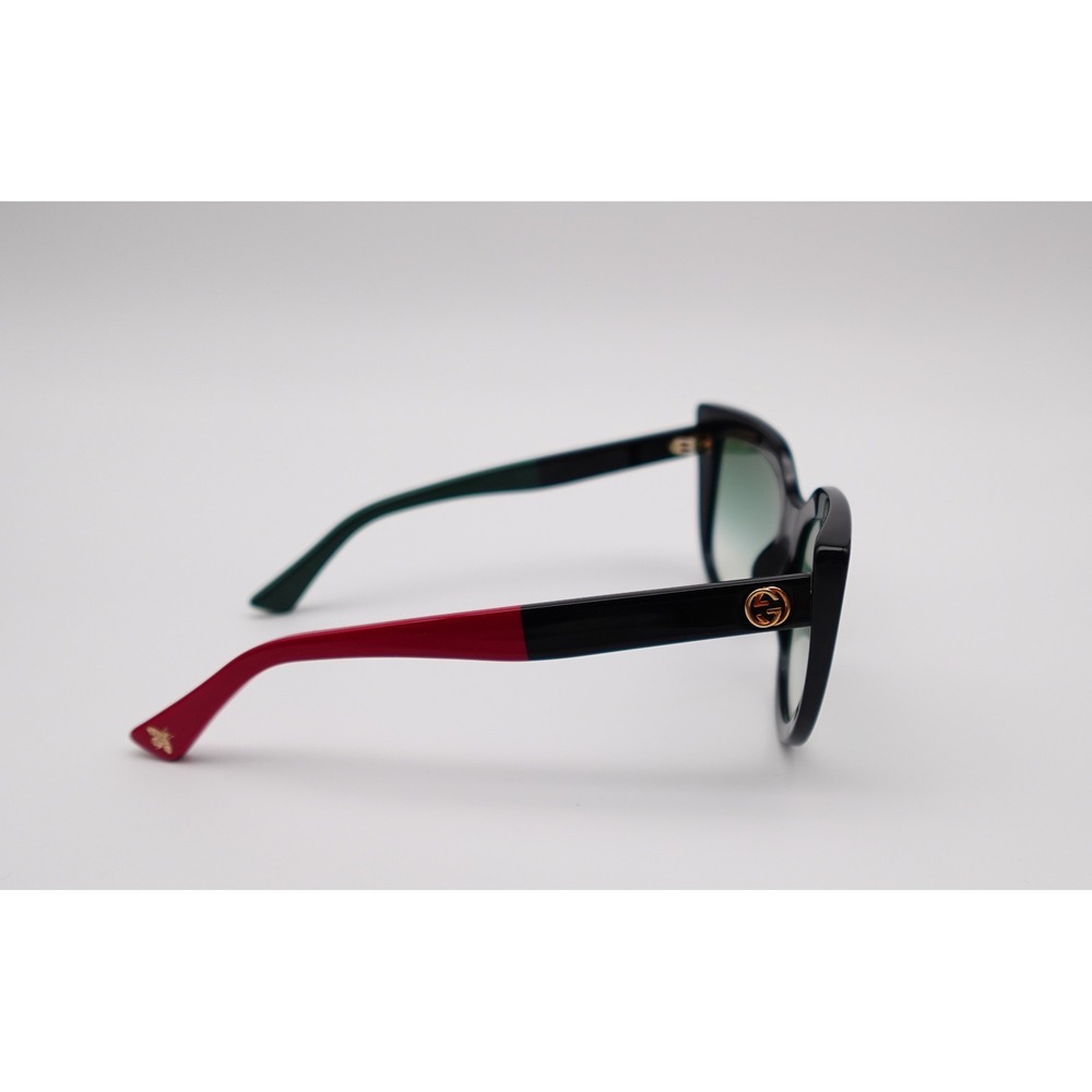 Gucci GG0164SN 003 Cat Eye Sunglasses Black Green Red Web with Case Bee Logo - Picture 3 of 6